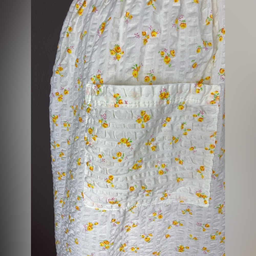 1960s / 1970s Design House Cotton Floral Apron Dress - Vintage Pinafore - Medium - Picture 7 of 8